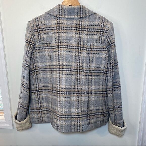 Vintage Pendleton wool plaid gray/tan neutral jacket with Sherpa detail - Picture 7 of 9